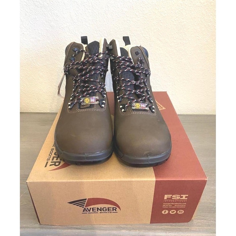 Avenger Men Composite Toe Work Boots Breaker Brown Leather Waterproof Size 13 D
